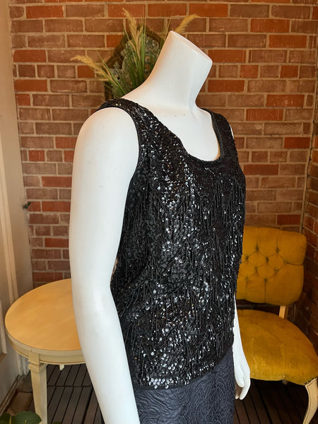 1960s Black Fringe Shell