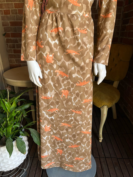1970s Leopard Print Jersey Dress