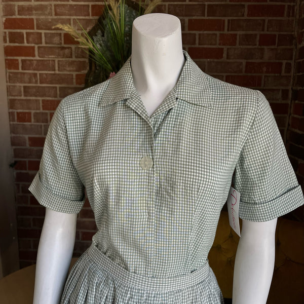 1950s Deadstock Green Gingham Set