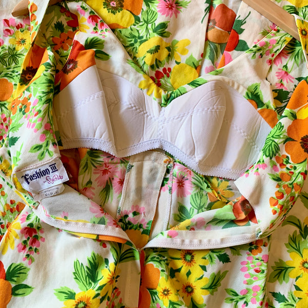 1970s Yellow Floral Maxi Dress