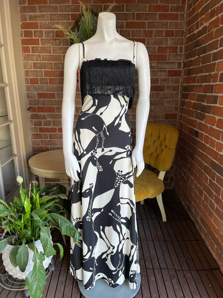 1970s Alfred Werber Fringe Giraffe Dress