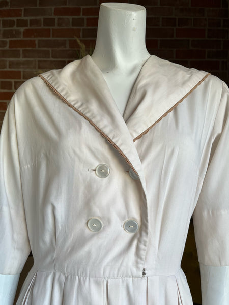 1950s Cream Sailor Collar Dress