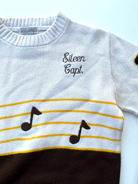 1986 Cheerleader Captain Eileen Sweater Music Notes “Eileen”
