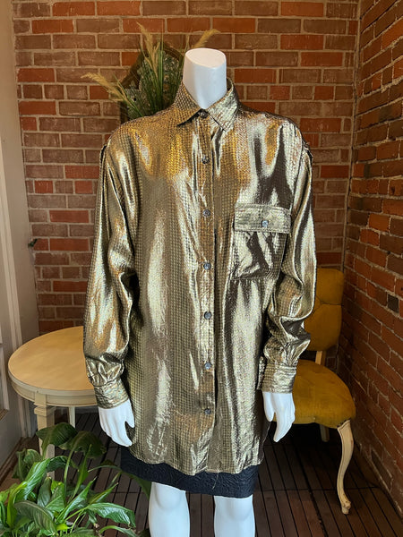 1980s Neiman Marcus Gold Lame Shirt