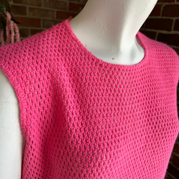 1960s Hot Pink Mesh Dress