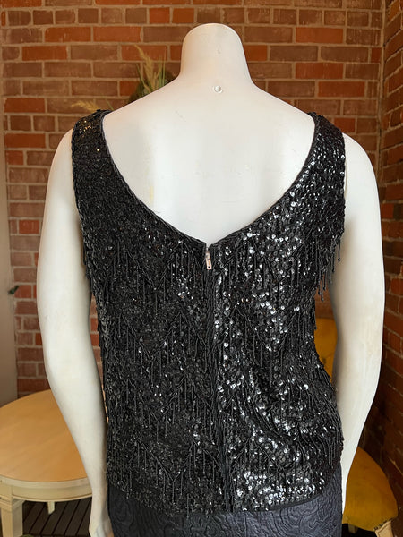 1960s Black Fringe Shell