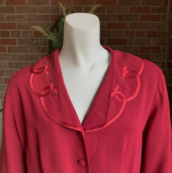1940s Cranberry Red Rayon Crepe Dress