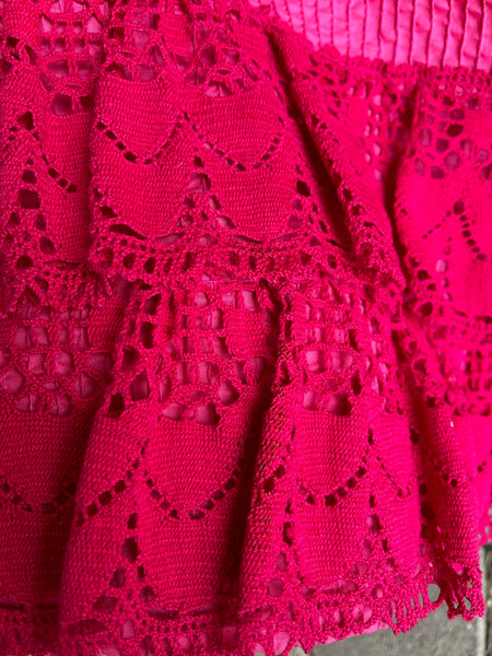 1960s Hot Pink Lace Mexican Dress