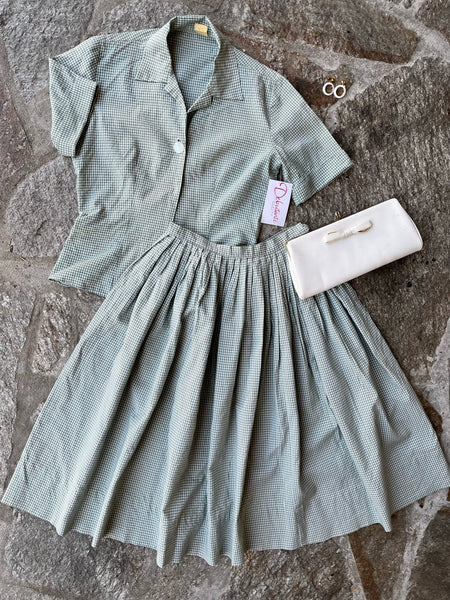 1950s Deadstock Green Gingham Set