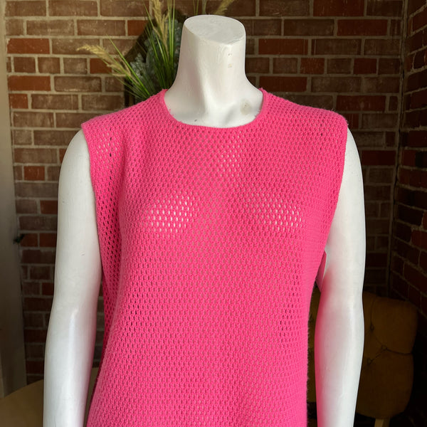 1960s Hot Pink Mesh Dress
