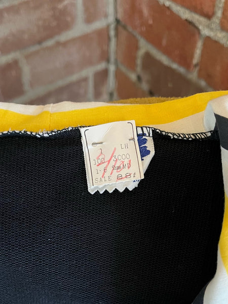 1950s Cropped Black and Yellow Top