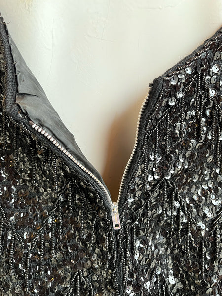 1960s Black Fringe Shell