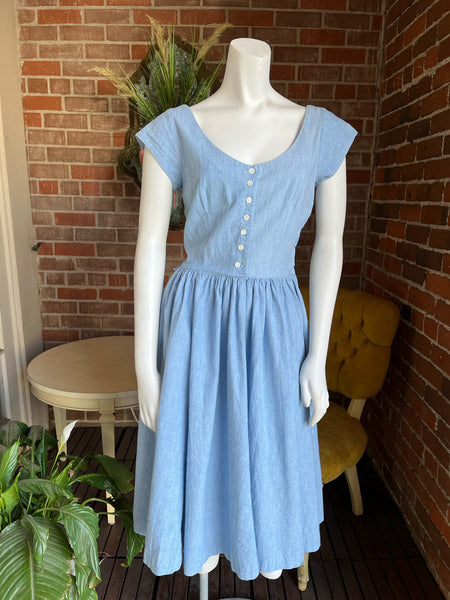 1980s Chambray Dress