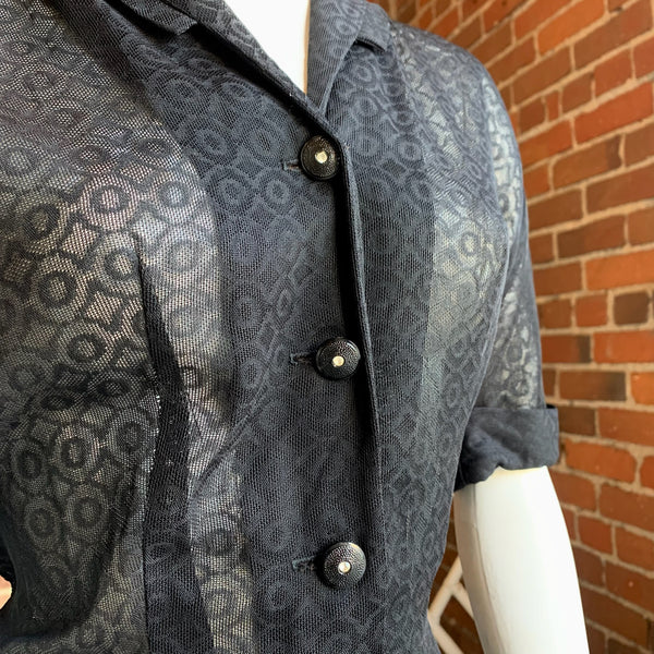 1940s Black Mesh Dress