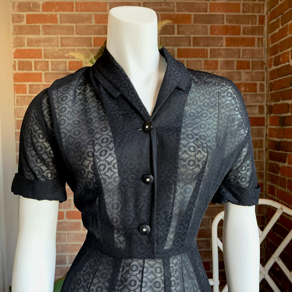 1940s Black Mesh Dress