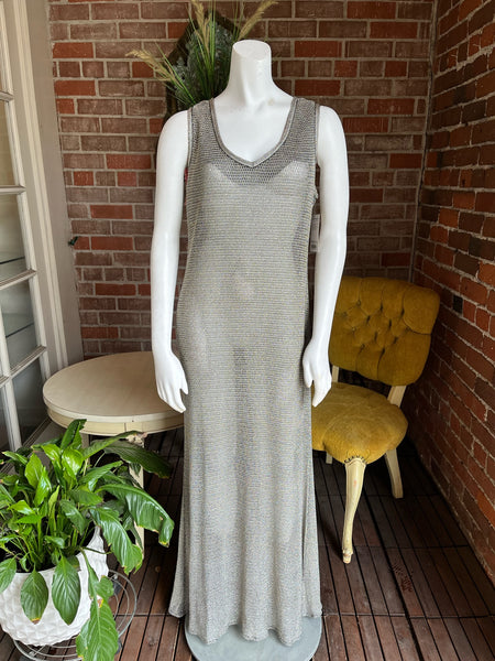 1990s Silver Metallic Mesh Dress