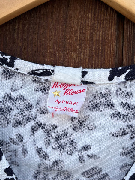 1960s Pique Cotton Floral Top