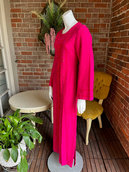 1960s Hot Pink Cotton Maxi