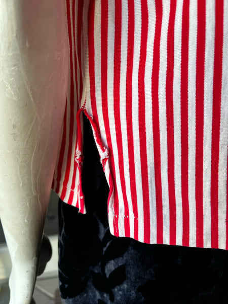 1950s Red & White Striped Pullover Top