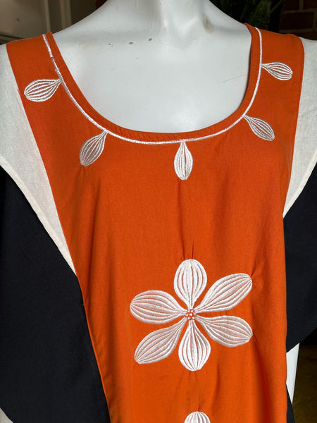 Orange and Black Cotton Caftan