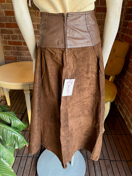 1980s Leather & Suede Italian Skirt