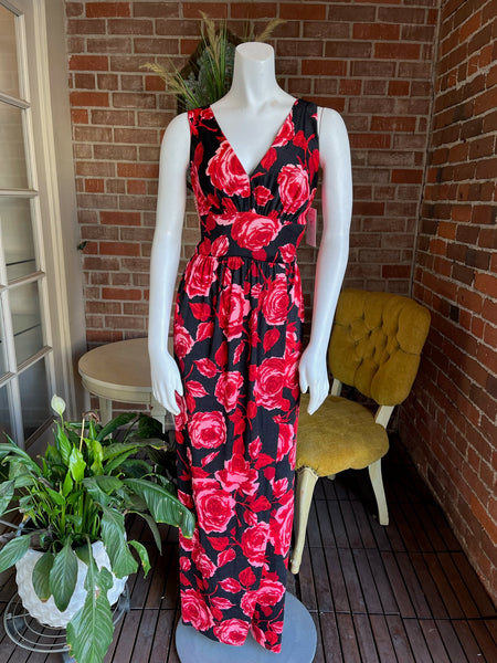 1970s Lilli Diamond Roses Jersey Dress