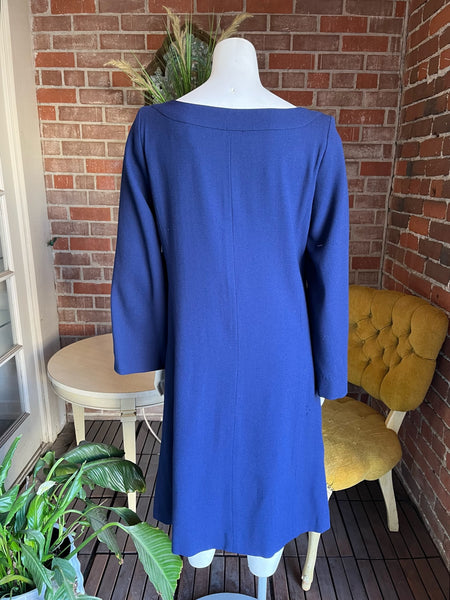 1990s Yves Saint Laurent Navy Blue Dress