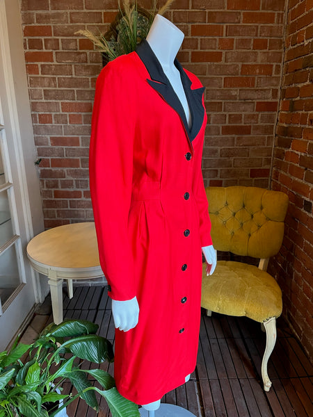 1980s Christian Dior Red and Black Dress