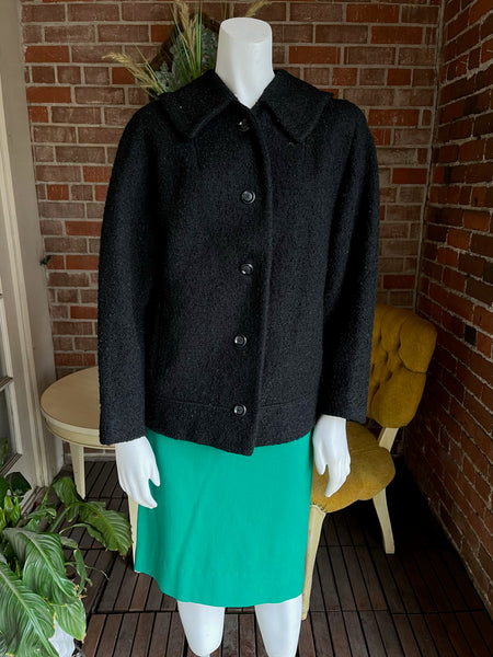 1960s Black Boucle Collared Jacket