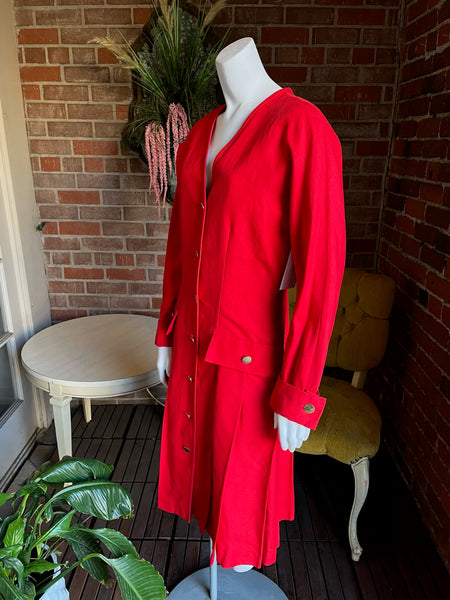 1980s Miss O by Oscar de la Renta Red Dress