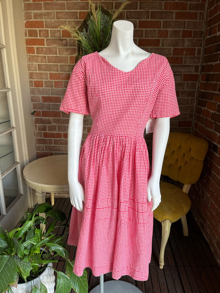 1950s Red Gingham Dress AS IS