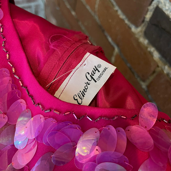 1960s Elinor Gay Pink Paillette Dress