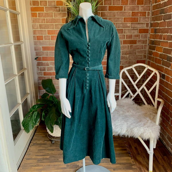 Late 1940s Jonathan Logan Corduroy Dress