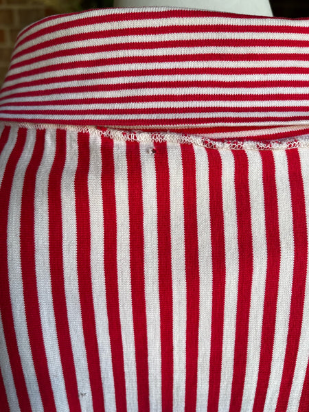 1950s Red & White Striped Pullover Top