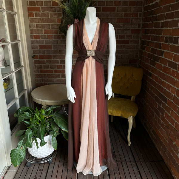 1970s Mocha Emma Domb Gown