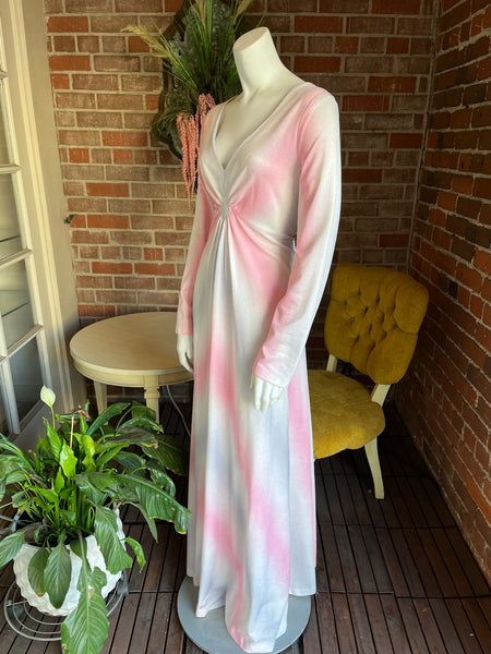 1970s Pink & Silver Ombre Jersey Dress