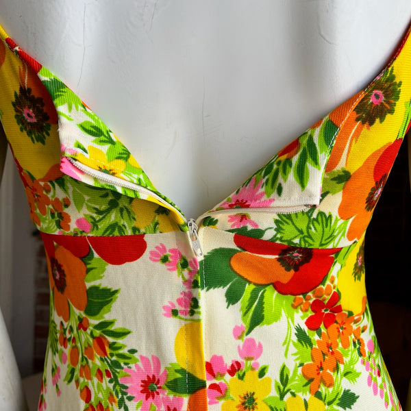 1970s Yellow Floral Maxi Dress
