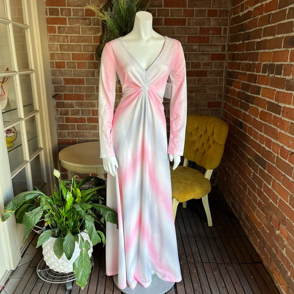 1970s Pink & Silver Ombre Jersey Dress