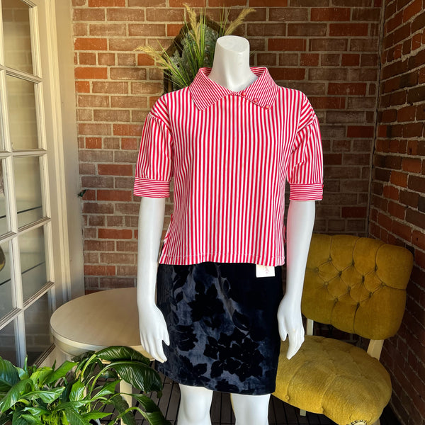 1950s Red & White Striped Pullover Top