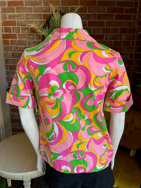 1960s Pink Psychedelic Deadstock Blouse