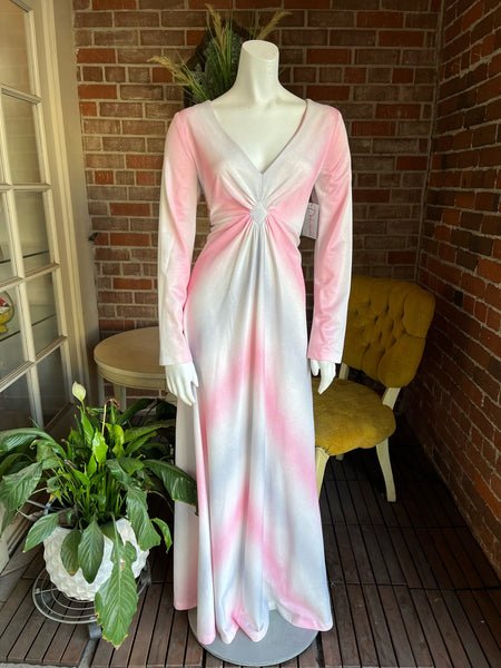 1970s Pink & Silver Ombre Jersey Dress