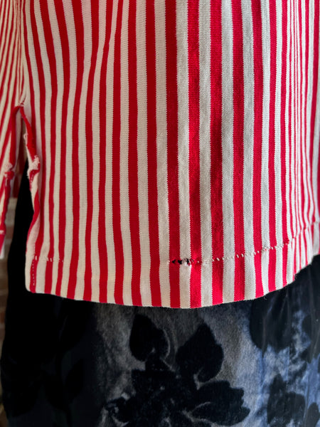 1950s Red & White Striped Pullover Top