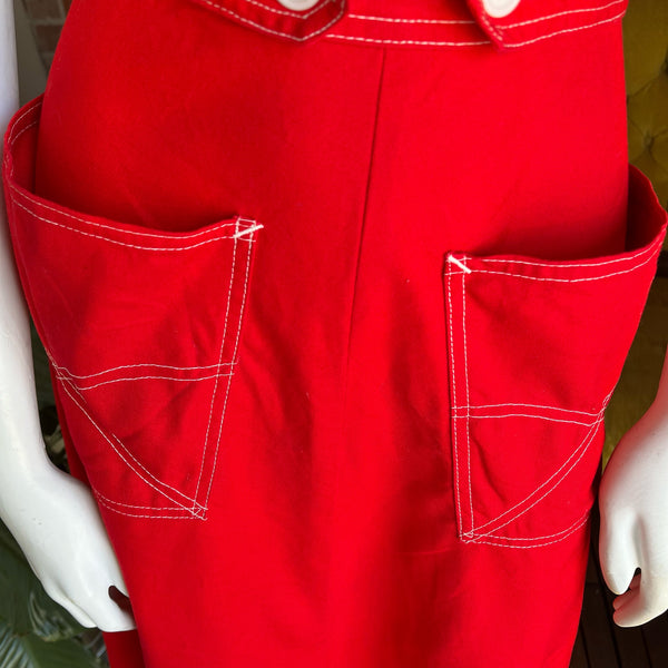1940s Red Canvas Wrap Skirt