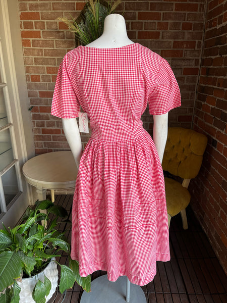 1950s Red Gingham Dress AS IS