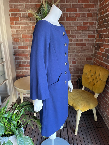 1990s Yves Saint Laurent Navy Blue Dress