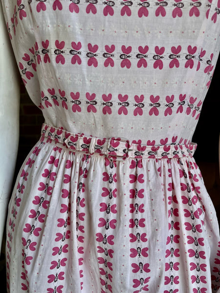 1960s Pink Butterfly Novelty Dress