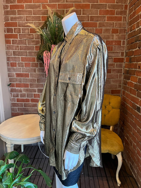 1980s Neiman Marcus Gold Lame Shirt
