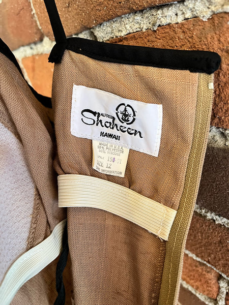 1970s Beige Paisley Shaheen Dress