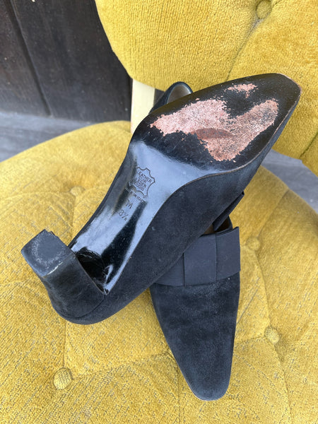 1990s Yves Saint Laurent Black Suede Pumps