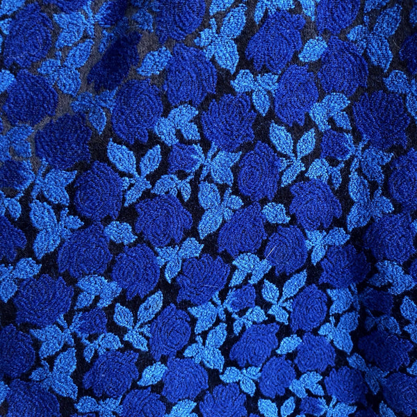 1950s Miss Elliette Blue Roses Wool Dress